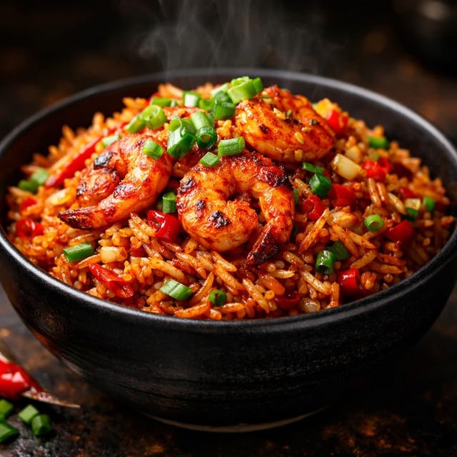 Schezwan Shrimp Fried Rice.