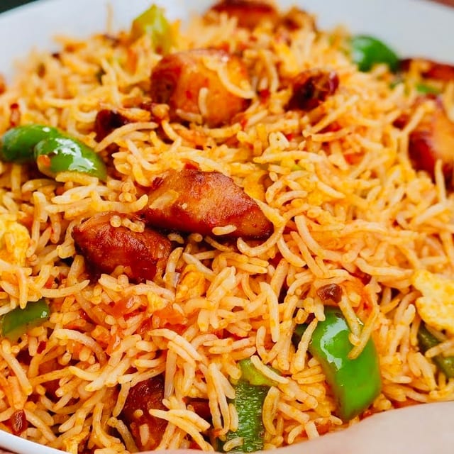 Schezwan Chicken Fried Rice.