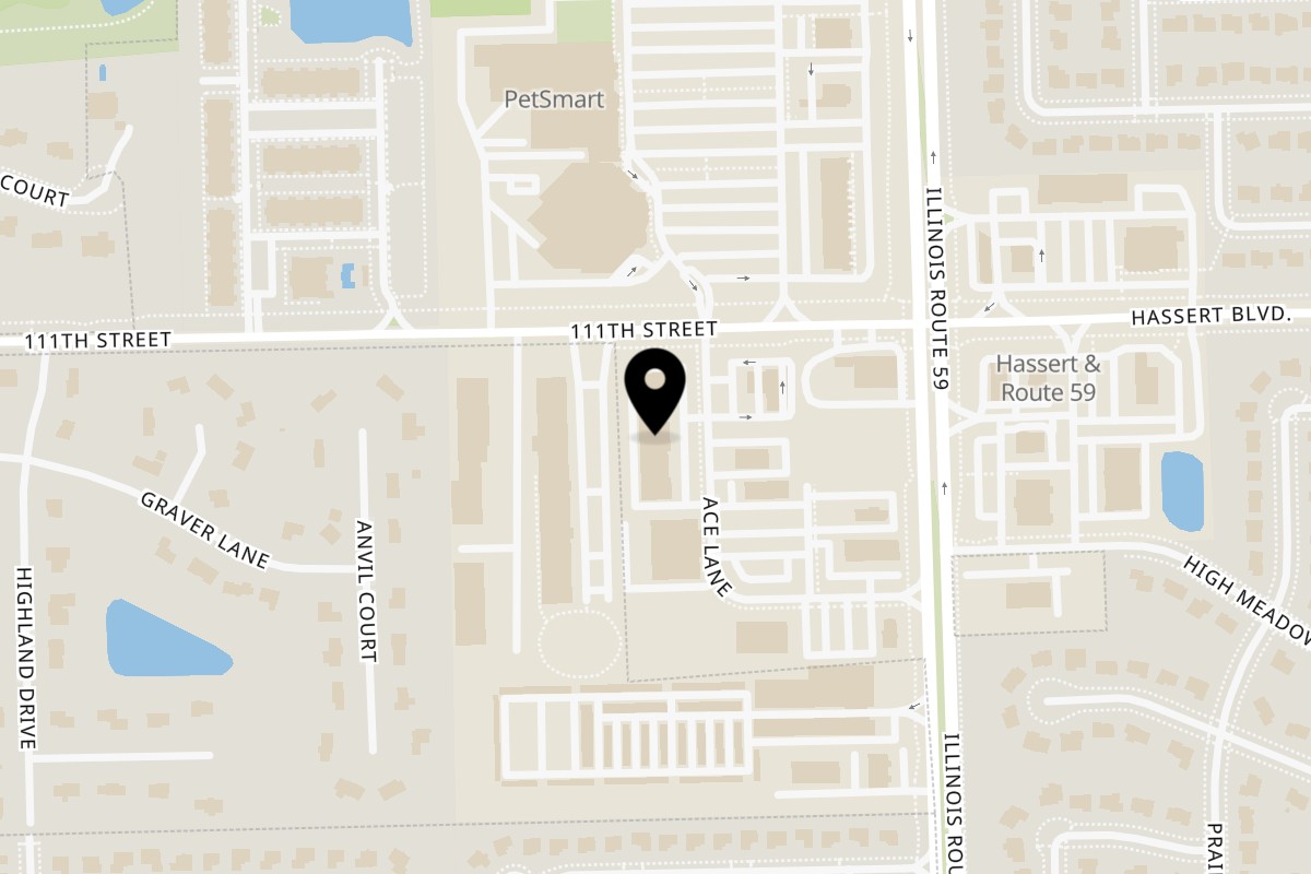 Map showing the location of Absolute BBQ on 5019 Ace Ln #103 in Naperville